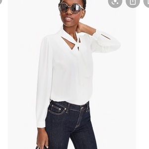 Jcrew drapey neck tie blouse.
